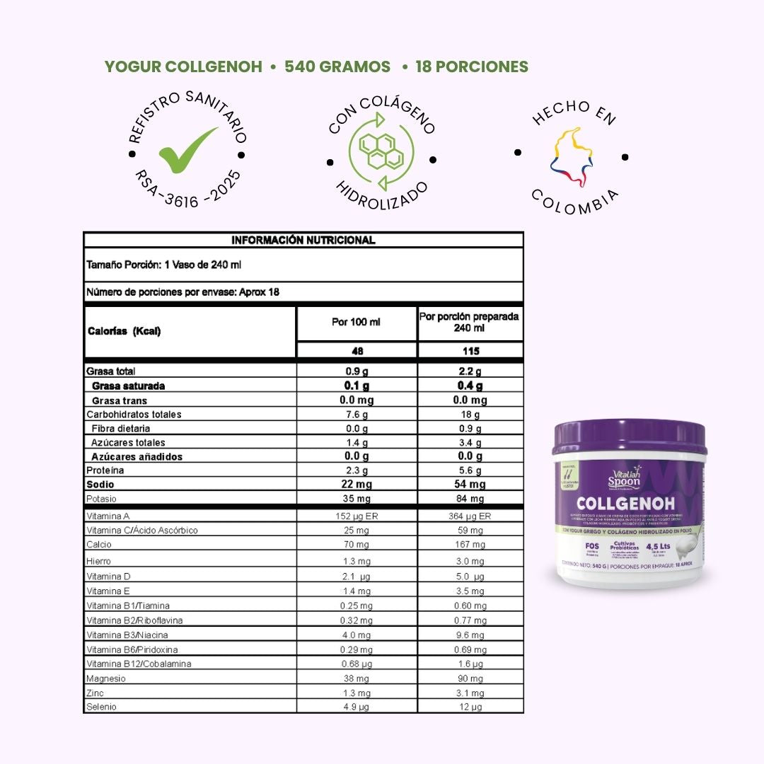Colágeno con Yogurt Griego en Polvo - 540g