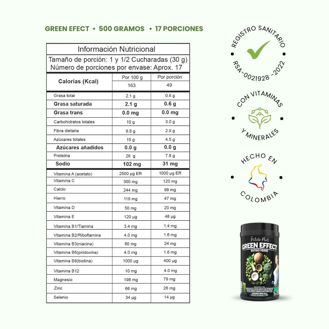 Batido Verde Quemador Green Effect by Natalia Paris - 500 g