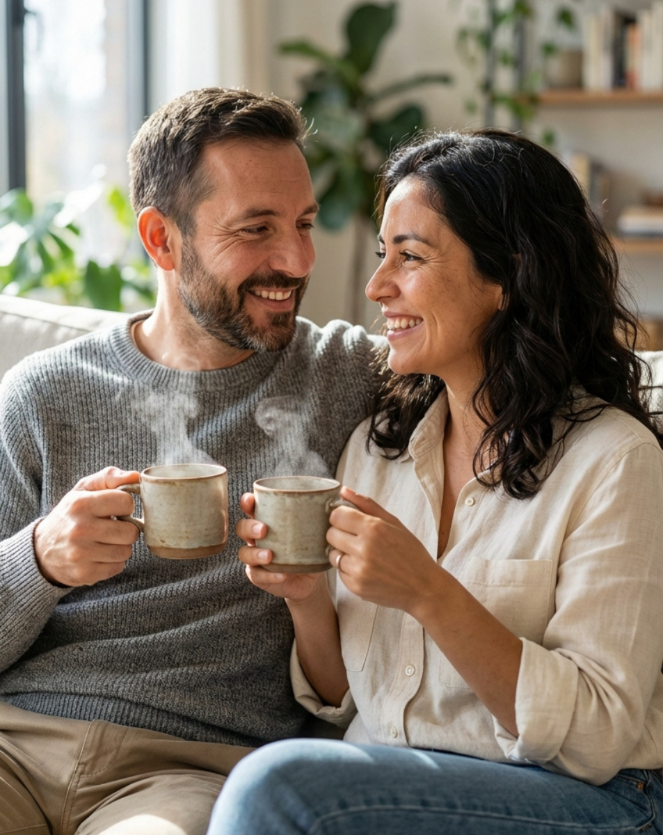 Pareja disfrutando te chai