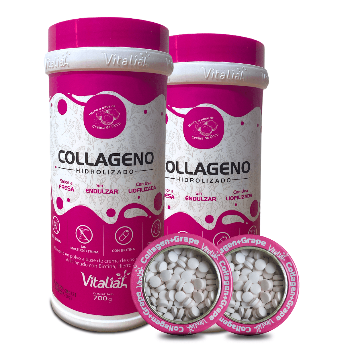 Colágeno - Colágeno hidrolizado - 2 de Fresa + 2 Mentas Colágeno